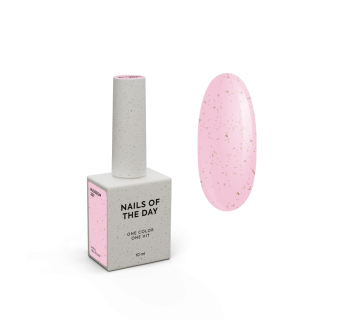 NAILSOFTHEDAY Gel polish Blossom — ніжно-рожевий із золотою поталлю гель–лак для нігтів, що перекриває в один шар, 10 мл