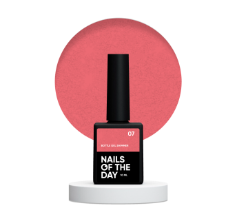 NAILSOFTHEDAY Bottle gel shimmer 07 – надміцний кораловий гель зі срібним шимером, 10 мл