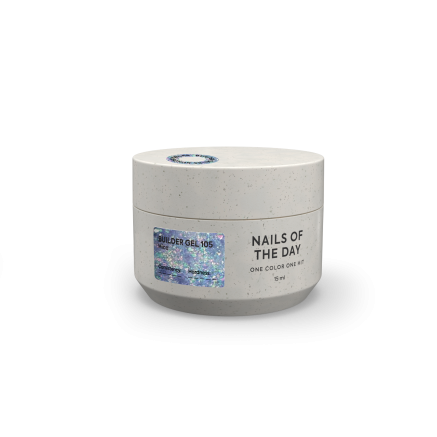 NAILSOFTHEDAY Builder gel 105 — прозорий з пластівцями юкі гель для нарощування нігтів, 15 мл