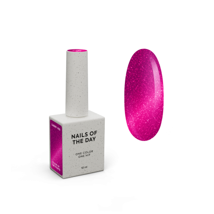 SOLD OUT NAILSOFTHEDAY Color of the month June 2025 Cherry Kiss — колір місяця насичений рожевий з ефектом котячого ока, що перекривається в один шар, 10 мл