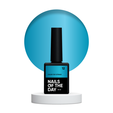 NAILSOFTHEDAY Color Top/Vitrage 12 — напівпрозорий насичений блакитний вітраж, 10 мл