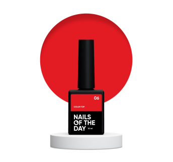 NAILSOFTHEDAY Color top 06 — класичний насичений червоний топ без липкого шару для нігтів, 10 мл штрих
