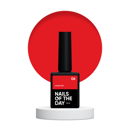 NAILSOFTHEDAY Color top 06 — класичний насичений червоний топ без липкого шару для нігтів, 10 мл штрих
