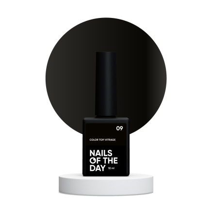 NAILSOFTHEDAY Color top Vitrage 09 — напівпрозорий чорний вітраж топ без липкого шару для нігтів, 10 мл