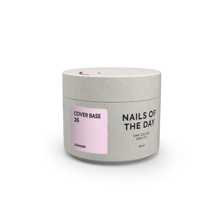 Nailsoftheday Cover base 26 shimmer — ніжно-рожеве зі срібним шиммером базове покриття для нігтів, 30 мл