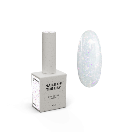 NAILSOFTHEDAY Cover basе 33 potal — легке молочне з голографічною поталлю базове покриття для нігтів, 10 мл