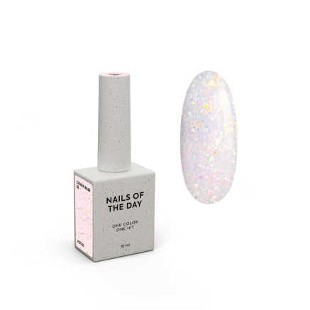 NAILSOFTHEDAY Cover basе 35 potal — ніжно-рожеве з голографічною поталлю базове покриття для нігтів, 10 мл