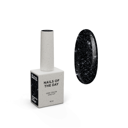 NAILSOFTHEDAY Gel polish Deniels — пігментований чорний зі срібним шиммером світловідбиваючий гель–лак для нігтів, 10 мл