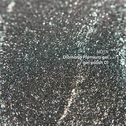 NAILSOFTHEDAY Diamond Premium gel gel polish 01 — срібний гель-лак з дрібною металевою поталью для нігтів, 5 мл