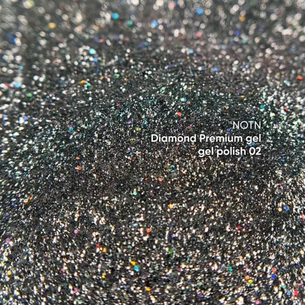 NAILSOFTHENIGHT Diamond Premium gel – gel polish 02 — срібний голографік гель лак з дрібною металевою поталью для нігтів, 5 мл