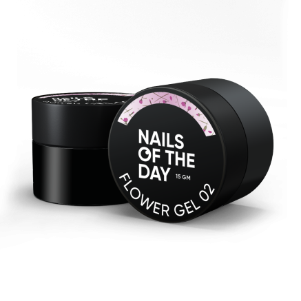 NAILSOFTHEDAY Build gel Flower 02 — рожевий будівельний гель з сухими квіточками для нігтів, 15 мл