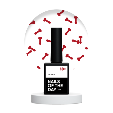 NAILSOFTHEDAY FUN! top 02 — фінішне покриття для нігтів з червоним арт-декором , без липкого шару, 10 мл