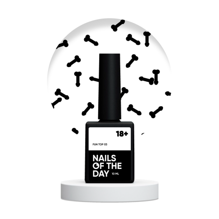 NAILSOFTHEDAY FUN! top 03 — фінішне покриття для нігтів з чорним арт-декором , без липкого шару, 10 мл