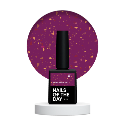 NAILSOFTHEDAY Malbec base potal 01 – фантастично-вітражна база з золотою поталлю, 10 мл