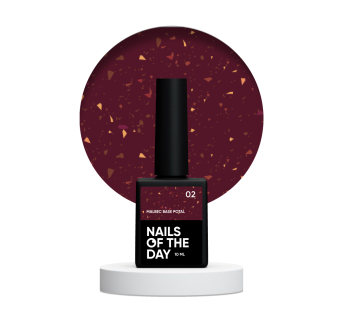 NAILSOFTHEDAY Malbec base potal 02 – фантастично-вітражна база з золотою поталлю, 10 мл