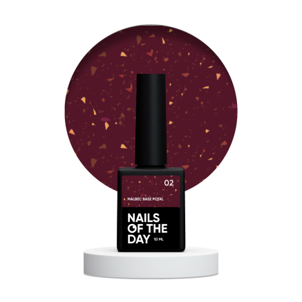 NAILSOFTHEDAY Malbec base potal 02 – фантастично-вітражна база з золотою поталлю, 10 мл