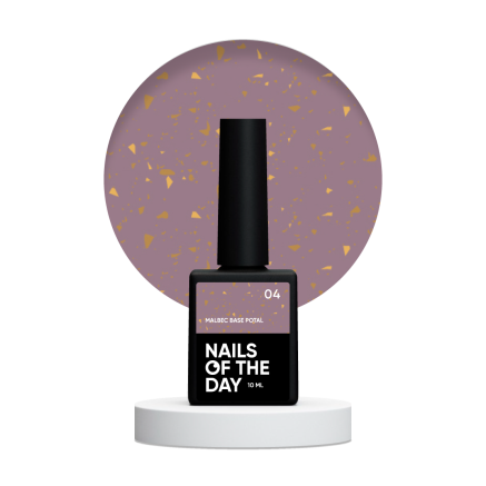 NAILSOFTHEDAY Malbec base potal 04 – фантастично-вітражна база з золотою поталлю, 10 мл