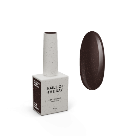 NAILSOFTHEDAY Gel polish Matterhorn — шоколадно коричневий з золотою поталлю гель-лак для нігтів, що перекриває в один шар, 10 мл