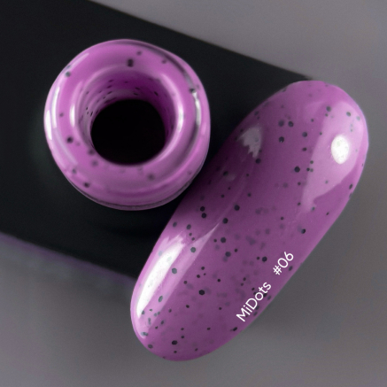 NAILSOFTHEDAY MiDots gel polish 06 — фіолетовий гель лак з чорними крапочками для нігтів, 10 мл