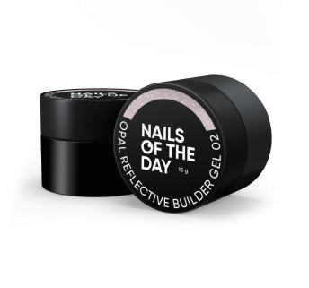 NAILSOFTHEDAY Opal Reflective builder gel 02 — розово-молочный строительный гель с опаловым блеском и светоотражающими частями, 15 г