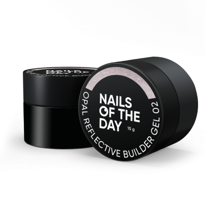NAILSOFTHEDAY Opal Reflective builder gel 02 — рожево-молочний будівельний гель з опаловим блиском та світловідбиваючими частинами, 15 г