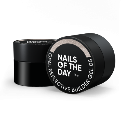 NAILSOFTHEDAY Opal Reflective builder gel 05 — бежевий будівельний гель з опаловим блиском та світловідбиваючими частинами, 15 г
