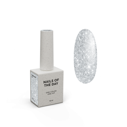 NAILSOFTHEDAY Gel polish Paradise 01 — сріблястий гель–лак для нігтів, що перекриває в один шар, 10 мл