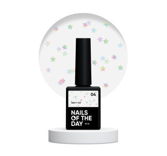 NAILSOFTHEDAY Party top 04 — фінішне покриття для нігтів з голографічними зірочками, без липкого шару, 10 мл