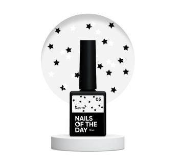 NAILSOFTHEDAY Party top 05 — фінішне покриття для нігтів з чорно-білими зірочками в одному флаконі, без липкого шару, 10 мл