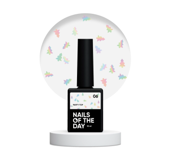 NAILSOFTHEDAY Party top 06 —фінішне покриття для нігтів з голографічними ялинками, без липкого шару, 10 мл