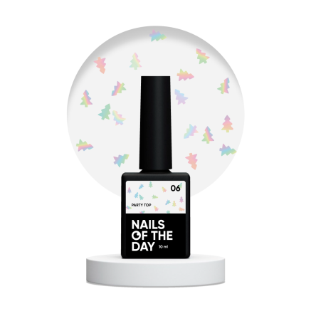 NAILSOFTHEDAY Party top 06 —фінішне покриття для нігтів з голографічними ялинками, без липкого шару, 10 мл
