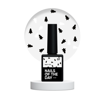 NAILSOFTHEDAY Party top 07 — фінішне покриття для нігтів з чорно-білими ялинками в одному флаконі, без липкого шару, 10 мл