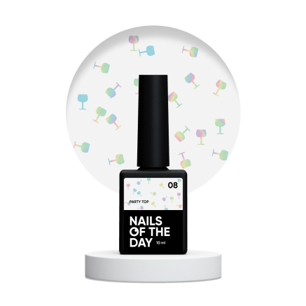NAILSOFTHEDAY Party top 08 — фінішне покриття для нігтів з голографічними бокалами, без липкого шару, 10 мл