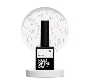 NAILSOFTHEDAY Party top 10 — фінішне покриття для нігтів з голографічними палочками, без липкого шару, 10 мл