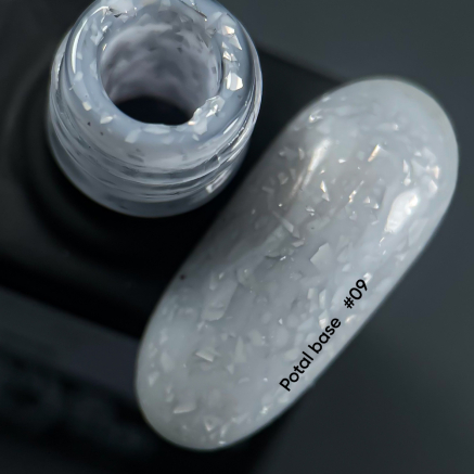 NAILSOFTHEDAY Potal base 09 молочно-срібна база зі сріблою поталлю, 10 мл