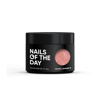 NAILSOFTHEDAY Polygel shimmer 08 — рожевий нюд з насиченим дрібним срібним шиммером полігель, 30 г