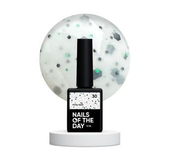 NAILSOFTHEDAY Potal base 30 — молочная база с черными и зелеными блестками, 10 мл.
