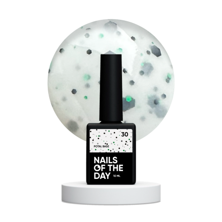 NAILSOFTHEDAY Potal base 30 — молочна база з чорними та зеленики блискітками, 10 мл