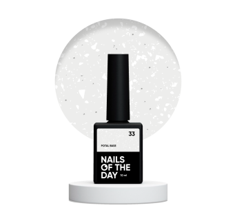 NAILSOFTHEDAY Potal base 33 — полупрозрачное базовое покрытие с белой талией и серебряным мелким рефлективом, 10 мл.