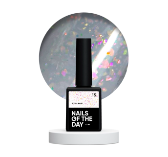 NAILSOFTHEDAY Potal base 15 – ніжно-молочна база з голографік стильною поталлю, 10 мл