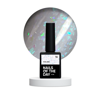 NAILSOFTHEDAY Potal base 16 – ніжно-молочна база з голографік стильною поталлю, 10 мл