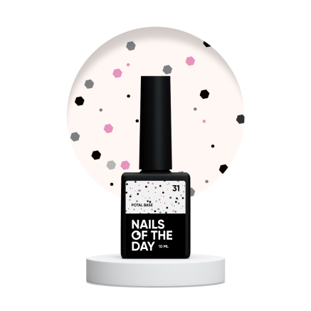 NAILSOFTHEDAY Potal base 31 — молочна база з чорними та рожевими блискітками, 10 мл