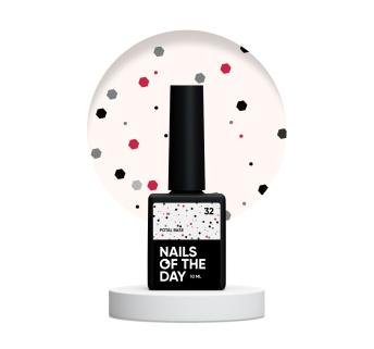 NAILSOFTHEDAY Potal base 32 – молочная база с черными и красными блестками, 10 мл
