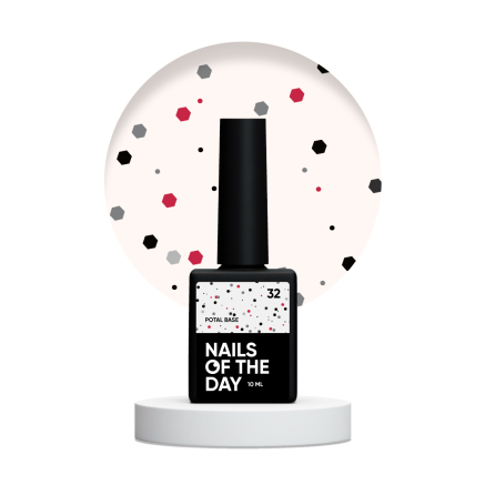 NAILSOFTHEDAY Potal base 32 — молочна база з чорними та червоними блискітками, 10 мл