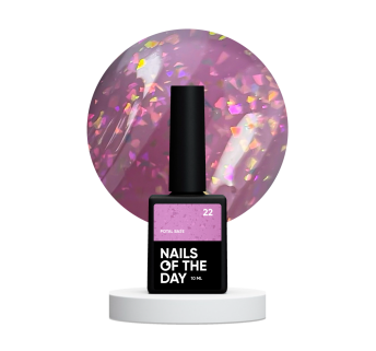 NAILSOFTHEDAY Potal base 22 – рожево-лілова база з голографік стильною поталлю, 10 мл