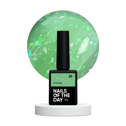 NAILSOFTHEDAY Potal base 25 – салатова/лаймова база з голографік стильною поталлю, 10 мл