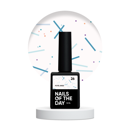 NAILSOFTHEDAY Potal base 26 – ванільно-молочна база з неоновими блискітками, 10 мл