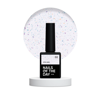 NAILSOFTHEDAY Potal base 02 молочно-голуба база з поталлю (золотисто-фіолетова та бірюзова поталь), 10 мл