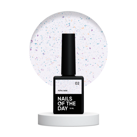 NAILSOFTHEDAY Potal base 02 молочно-голуба база з поталлю (золотисто-фіолетова та бірюзова поталь), 10 мл
