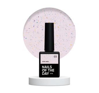 NAILSOFTHEDAY Potal base 03 молочно-фіолетова база з поталлю (золотисто-фіолетова та зелена поталь), 10 мл